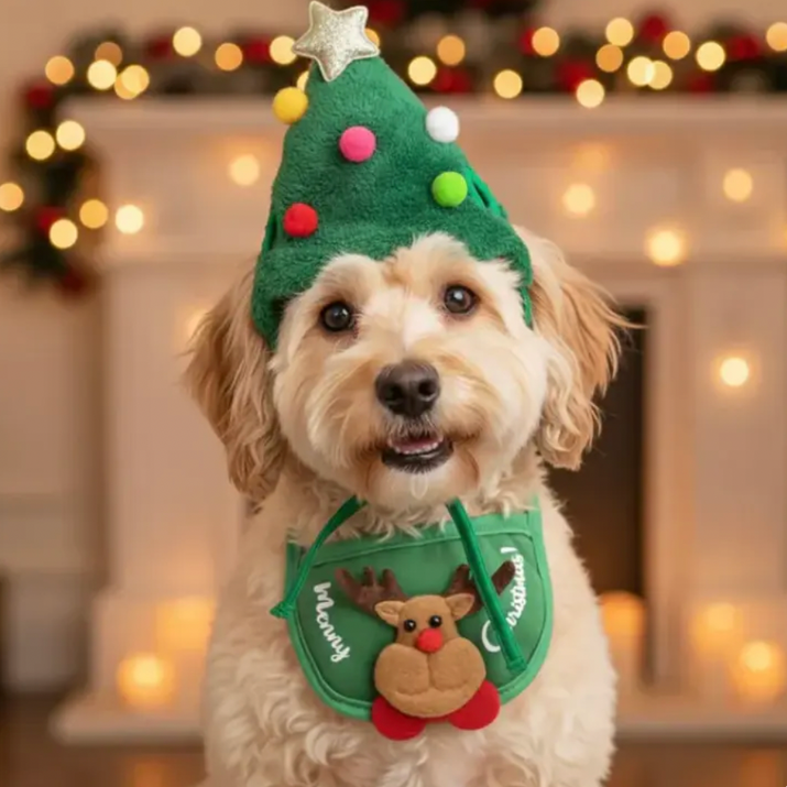 Christmas Pet Outfit Hat & Bib™