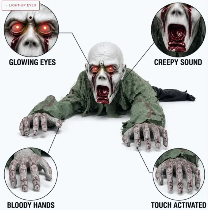 Crawling Zombie Halloween Animatronic